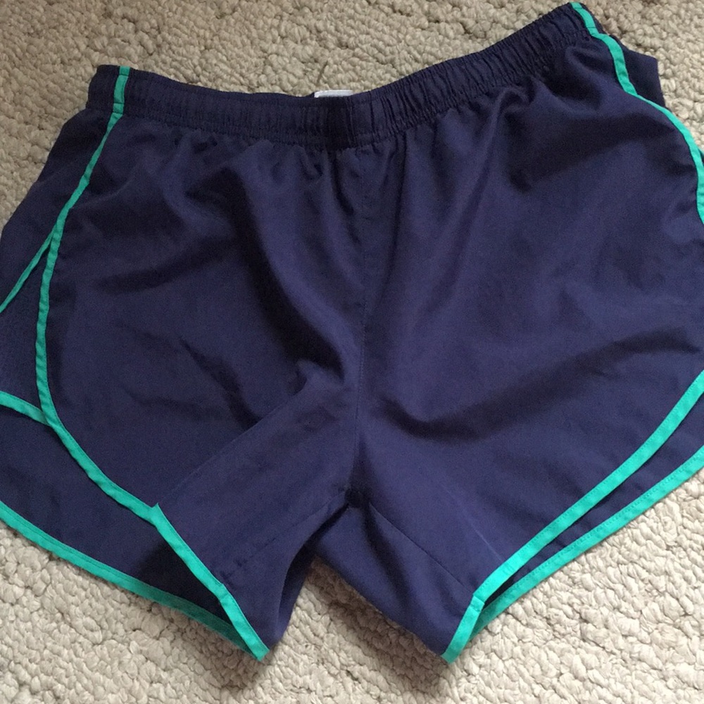 Blue and green athletic shorts